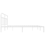 Metal Bed Frame without Mattress with Headboard White 200x200cm - Bargainia.com - 
