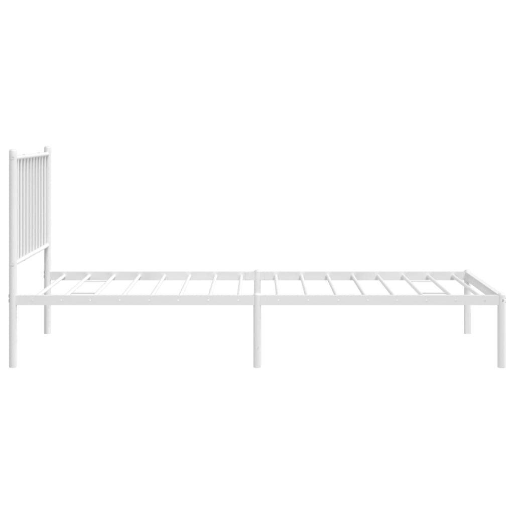 Metal Bed Frame without Mattress with Headboard White 80x200cm - Bargainia.com - 