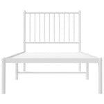 Metal Bed Frame without Mattress with Headboard White 80x200cm - Bargainia.com - 