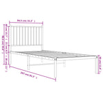 Metal Bed Frame without Mattress with Headboard White 80x200cm - Bargainia.com - 