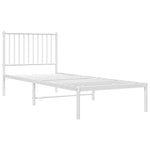 Metal Bed Frame without Mattress with Headboard White 80x200cm - Bargainia.com - 