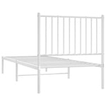 Metal Bed Frame without Mattress with Headboard White 80x200cm - Bargainia.com - 