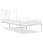 Metal Bed Frame without Mattress with Headboard White 80x200cm - Bargainia.com - 