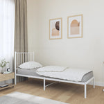 Metal Bed Frame without Mattress with Headboard White 80x200cm - Bargainia.com - 