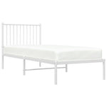 Metal Bed Frame without Mattress with Headboard White 80x200cm - Bargainia.com - 
