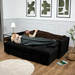 Milo Black Corner Sofa Bed with Storage - Velvet Sofa Bed & Pull Out Bed - Bargainia.com - 5056150286196