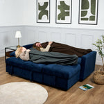 Milo Blue Corner Chaise Sofa Bed with Storage - Velvet Sofa Bed & Pull Out Bed - Bargainia.com - 