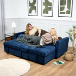 Milo Blue Corner Chaise Sofa Bed with Storage - Velvet Sofa Bed & Pull Out Bed - Bargainia.com - 