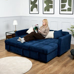 Milo Blue Corner Chaise Sofa Bed with Storage - Velvet Sofa Bed & Pull Out Bed - Bargainia.com - 