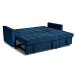 Milo Blue Corner Chaise Sofa Bed with Storage - Velvet Sofa Bed & Pull Out Bed - Bargainia.com - 