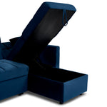 Milo Blue Corner Chaise Sofa Bed with Storage - Velvet Sofa Bed & Pull Out Bed - Bargainia.com - 