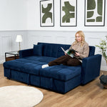 Milo Blue Corner Chaise Sofa Bed with Storage - Velvet Sofa Bed & Pull Out Bed - Bargainia.com - 