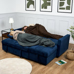 Milo Blue Corner Chaise Sofa Bed with Storage - Velvet Sofa Bed & Pull Out Bed - Bargainia.com - 