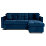Milo Blue Corner Chaise Sofa Bed with Storage - Velvet Sofa Bed & Pull Out Bed - Bargainia.com - 