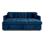 Milo Blue Corner Chaise Sofa Bed with Storage - Velvet Sofa Bed & Pull Out Bed - Bargainia.com - 