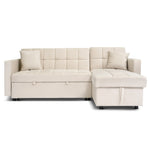Milo Cream Corner Sofa Bed with Storage - Velvet Sofa Bed & Pull Out Bed - Bargainia.com - 5056150286202