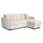 Milo Cream Corner Sofa Bed with Storage - Velvet Sofa Bed & Pull Out Bed - Bargainia.com - 5056150286202