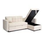Milo Cream Corner Sofa Bed with Storage - Velvet Sofa Bed & Pull Out Bed - Bargainia.com - 5056150286202