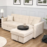 Milo Cream Corner Sofa Bed with Storage - Velvet Sofa Bed & Pull Out Bed - Bargainia.com - 5056150286202
