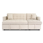 Milo Cream Corner Sofa Bed with Storage - Velvet Sofa Bed & Pull Out Bed - Bargainia.com - 5056150286202