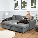 Milo Grey Corner Sofa Bed with Storage - Velvet Sofa Bed & Pull Out Bed - Bargainia.com - 5056150286172
