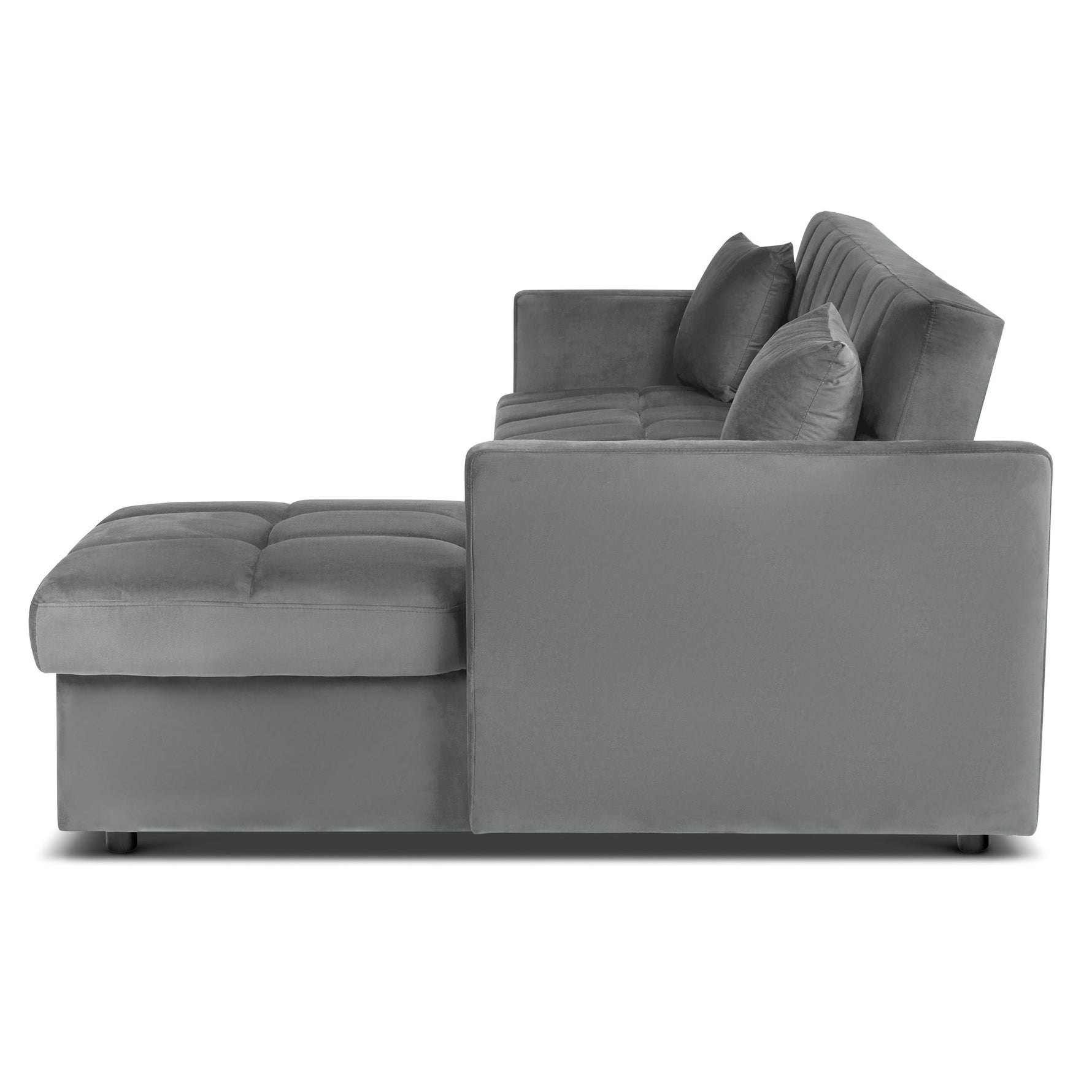 Milo Grey Corner Sofa Bed with Storage - Velvet Sofa Bed & Pull Out Bed - Bargainia.com - 