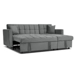 Milo Grey Corner Sofa Bed with Storage - Velvet Sofa Bed & Pull Out Bed - Bargainia.com - 