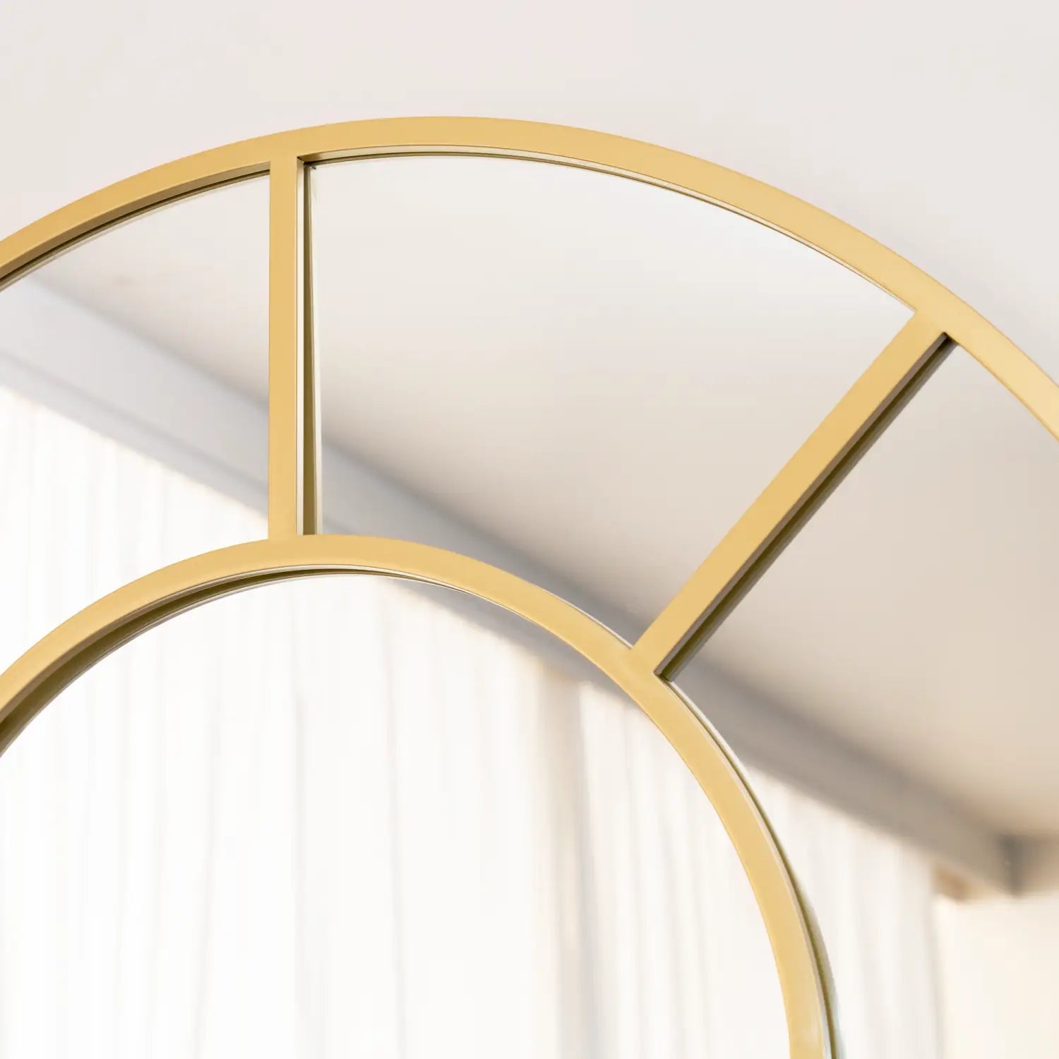 Mio - Full Length Gold Metal Arched Window Mirror - 200cm x 120cm - Bargainia.com - 