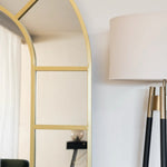 Mio - Full Length Gold Metal Arched Window Mirror - 200cm x 120cm - Bargainia.com - 