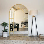 Mio - Full Length Gold Metal Arched Window Mirror - 200cm x 120cm - Bargainia.com - 