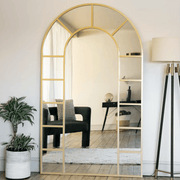 Mio - Full Length Gold Metal Arched Window Mirror - 200cm x 120cm - Bargainia.com - 5065017296988 - MIO200120GLD
