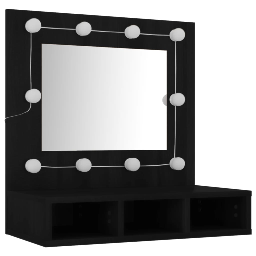 Mirror Cabinet with LED Black 60x31.5x62 cm - Bargainia.com - 