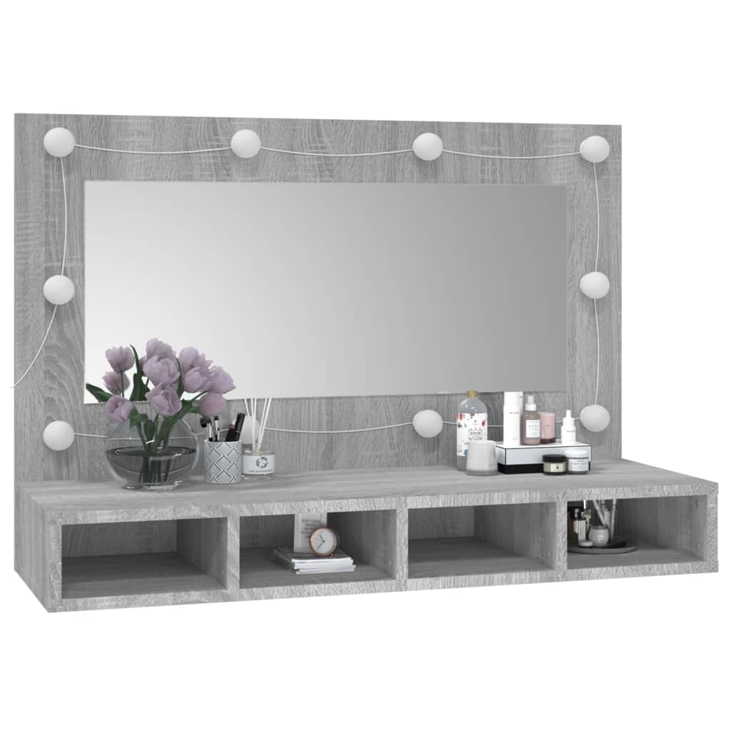 Mirror Cabinet with LED Grey Sonoma 90x31.5x62 cm - Bargainia.com - 8720287087380 - 820458