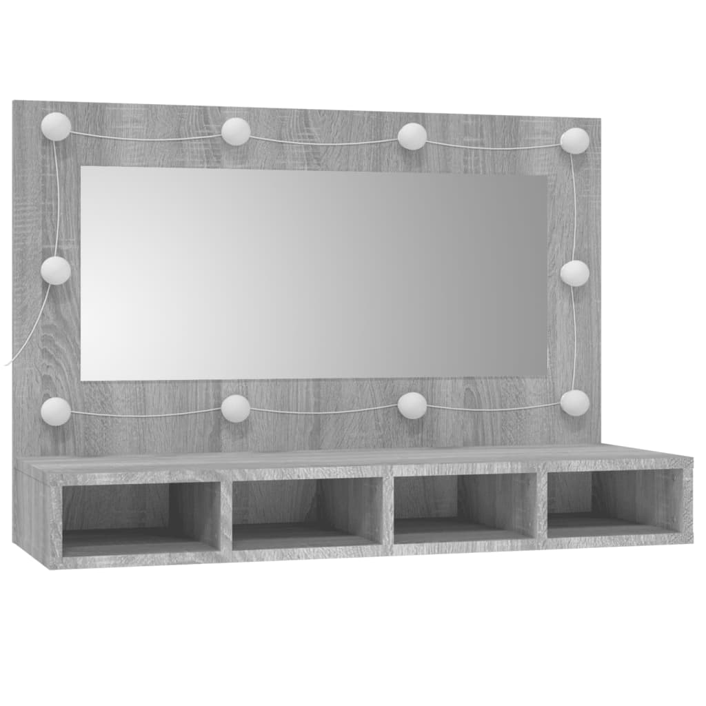 Mirror Cabinet with LED Grey Sonoma 90x31.5x62 cm - Bargainia.com - 8720287087380 - 820458
