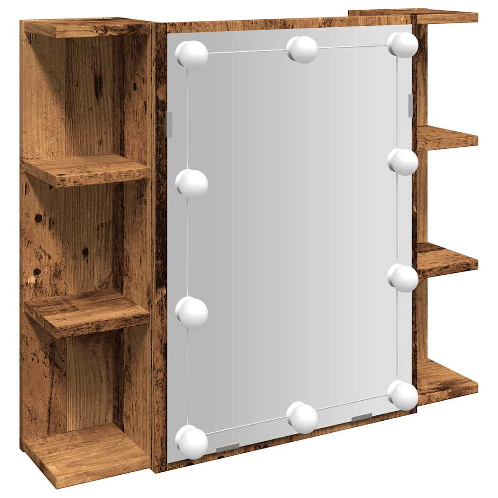 Mirror Cabinet with LED Old Wood 70x16.5x60 cm - Bargainia.com - 