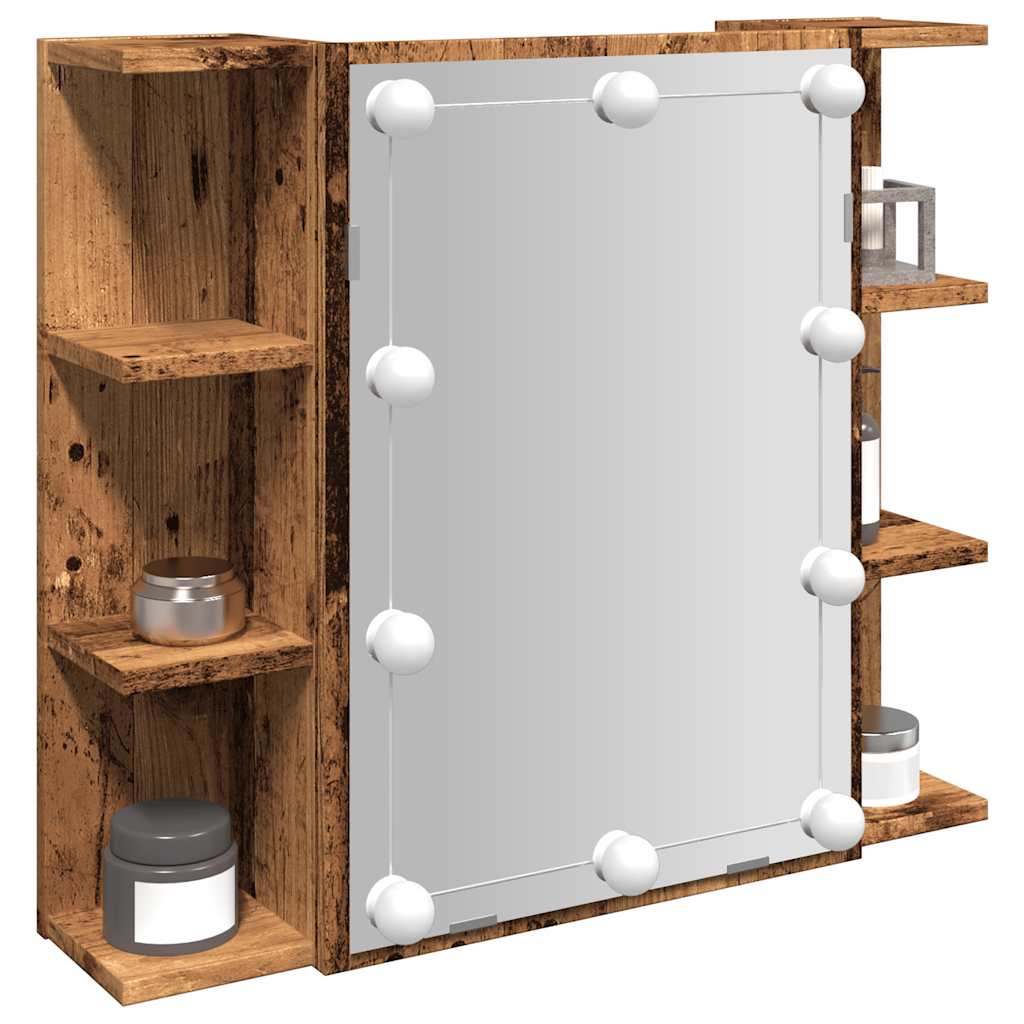 Mirror Cabinet with LED Old Wood 70x16.5x60 cm - Bargainia.com - 