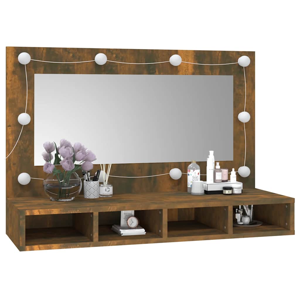 Mirror Cabinet with LED Smoked Oak 90x31.5x62 cm - Bargainia.com - 8720287087373 - 820457