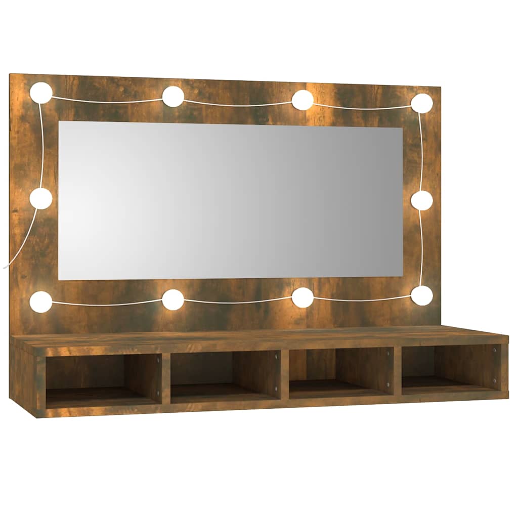 Mirror Cabinet with LED Smoked Oak 90x31.5x62 cm - Bargainia.com - 8720287087373 - 820457