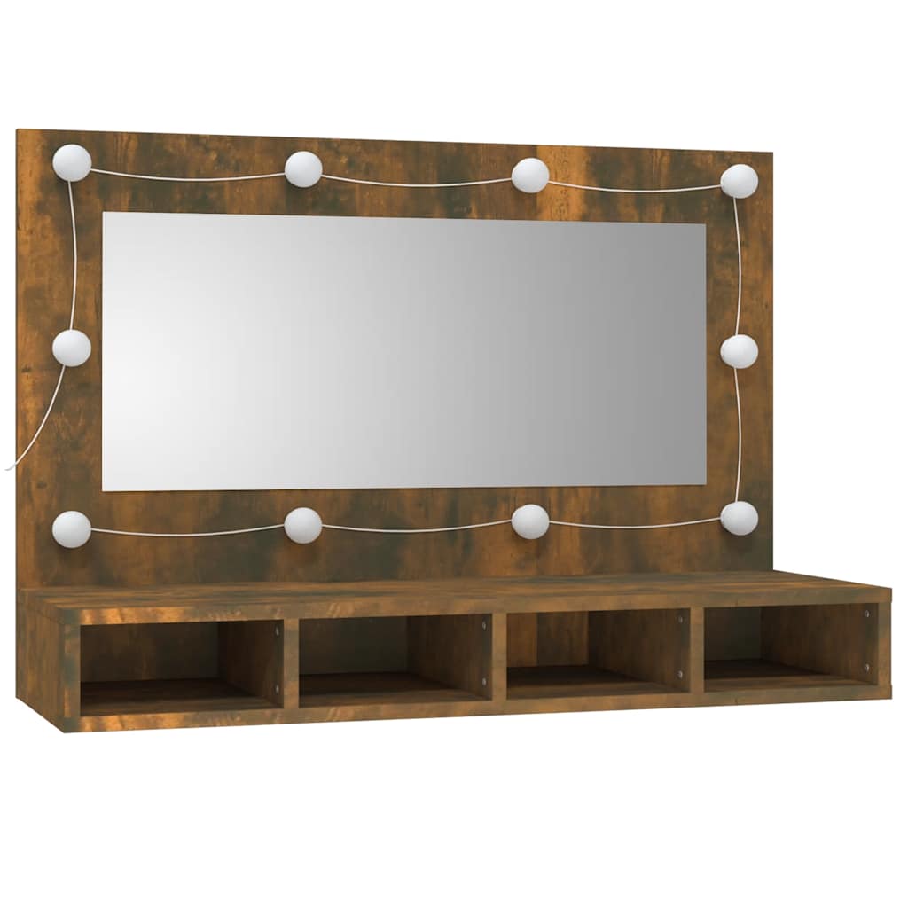 Mirror Cabinet with LED Smoked Oak 90x31.5x62 cm - Bargainia.com - 8720287087373 - 820457