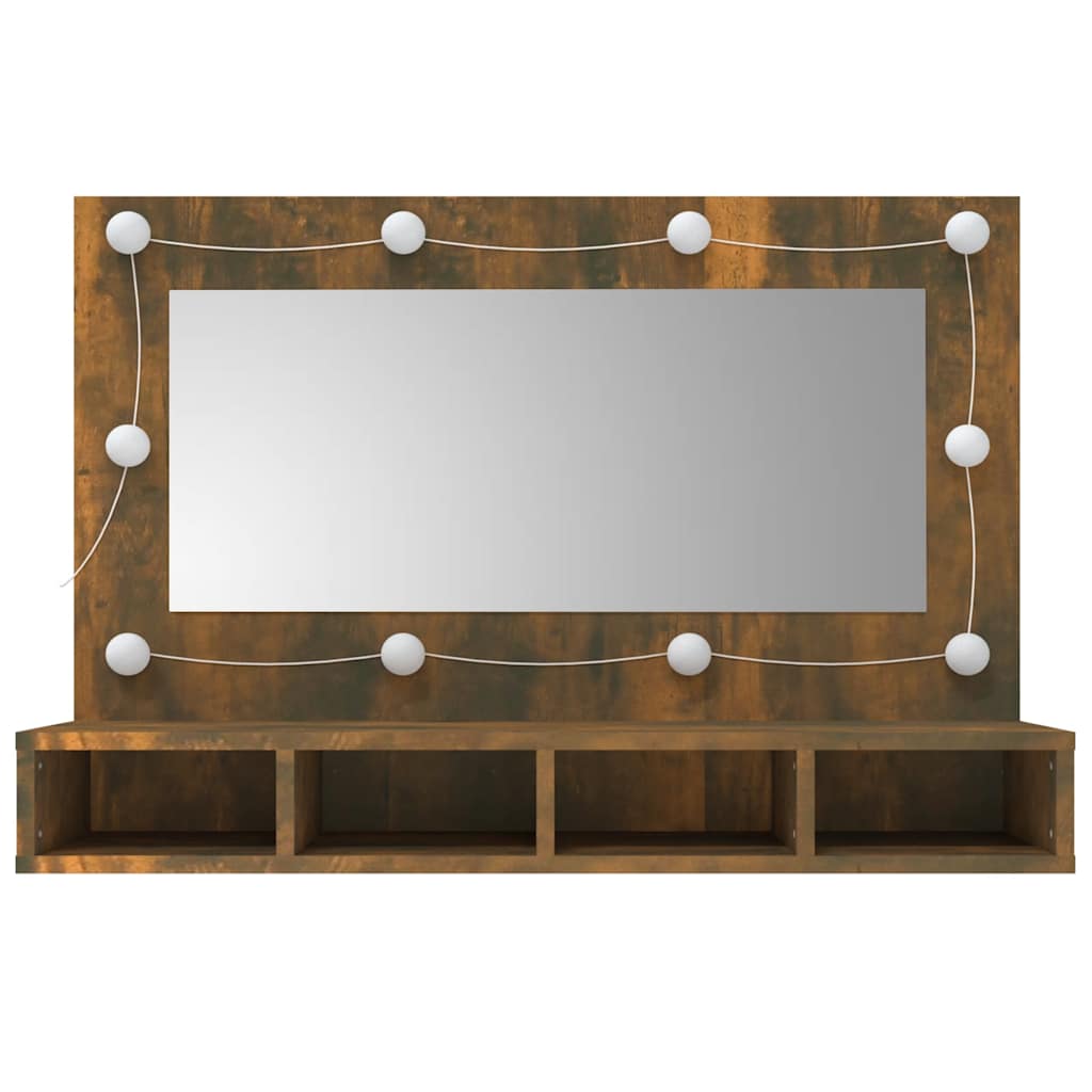 Mirror Cabinet with LED Smoked Oak 90x31.5x62 cm - Bargainia.com - 8720287087373 - 820457