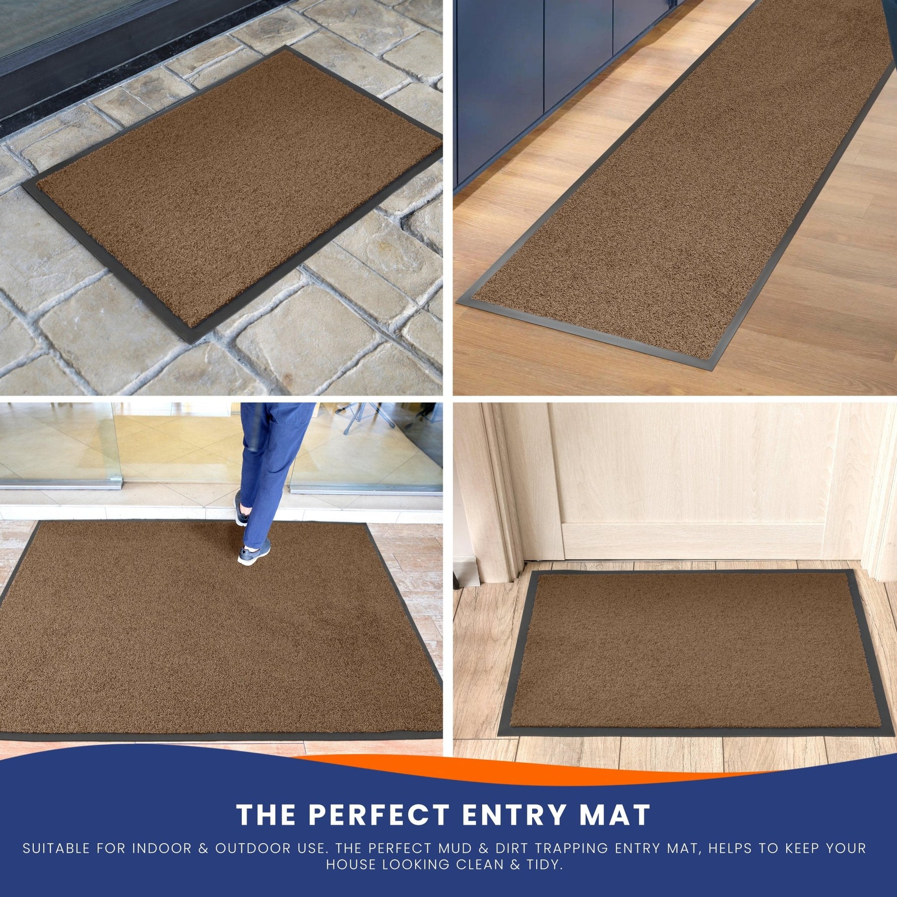 Mocha Candy Non - Slip Heavy Duty Barrier Door Mat - Assorted Sizes - Bargainia.com - 