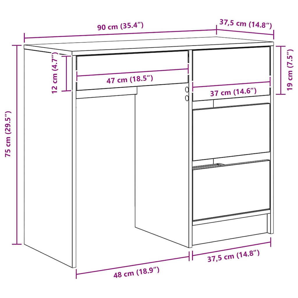 Modern Wooden Home Office Writing Computer Desk Table With 4 Storage Drawers - Bargainia.com - 8721158252128 - 869492