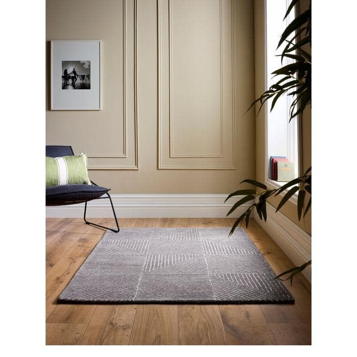 Modern Wool Rug Geometric Design - Bargainia.com - 5026134637740 - GEOMET_CHARCX_080X150