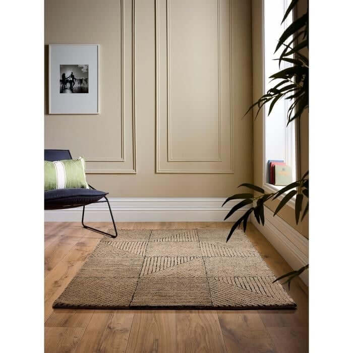 Modern Wool Rug Geometric Design - Bargainia.com - 5026134639003 - GEOMET_SANDXX_080X150