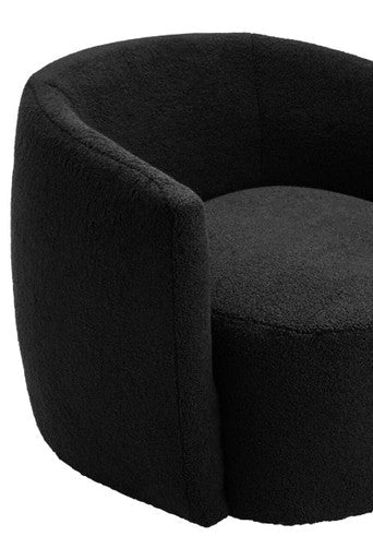 Montreal Black Boucle Effect Curved Lounge Chair With Swivel Base - Bargainia.com - 5063227016358