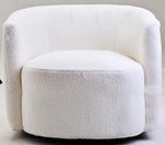 Montreal Ivory Boucle Effect Curved Lounge Chair With Swivel Base - Bargainia.com - 5063227016341