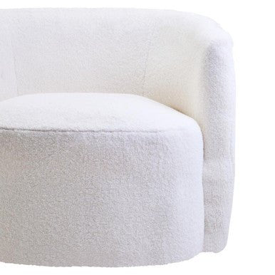 Montreal Ivory Boucle Effect Curved Lounge Chair With Swivel Base - Bargainia.com - 5063227016341