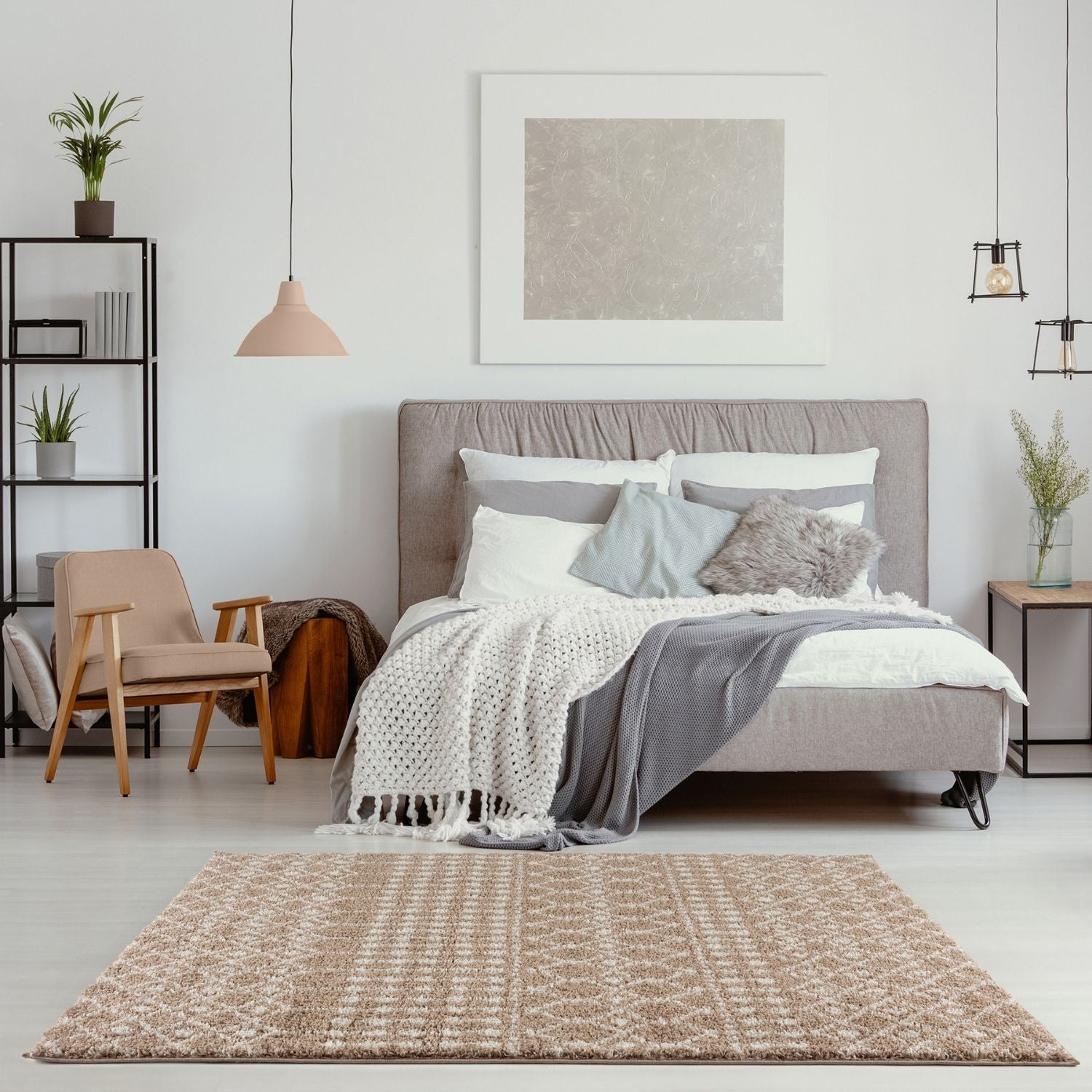 Moroccan Beige Shaggy Rug | 1020 - Bargainia.com - 5056584541502 - 3593