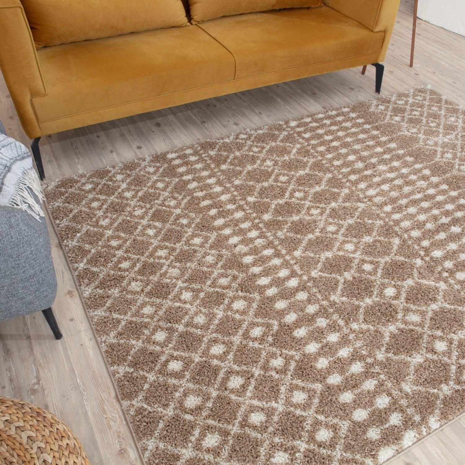 Moroccan Beige Shaggy Rug | 1020 - Bargainia.com - 