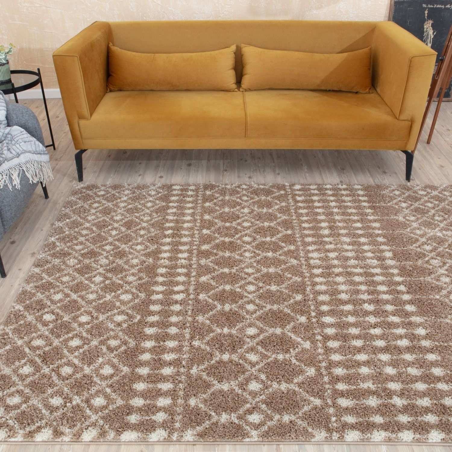 Moroccan Beige Shaggy Rug | 1020 - Bargainia.com - 